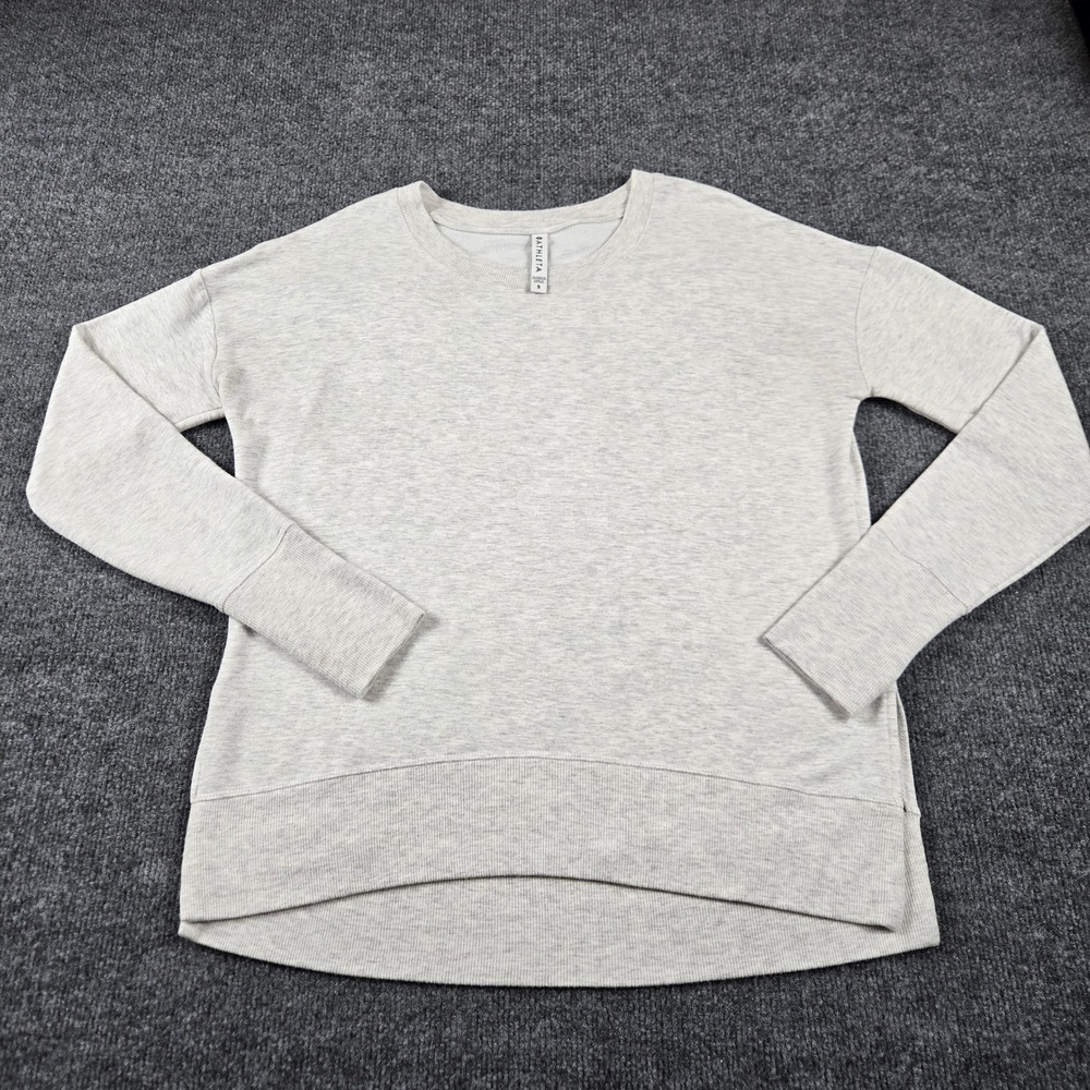 Athleta Sweatshirt Womens Small Gray Heather Fleece Thumbhole Pullover Top